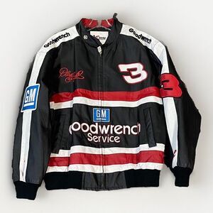 VTG 90s NASCAR #3 Dale Earnhardt Sr Goodwrench LEATHER Jacket MedChase Authentic